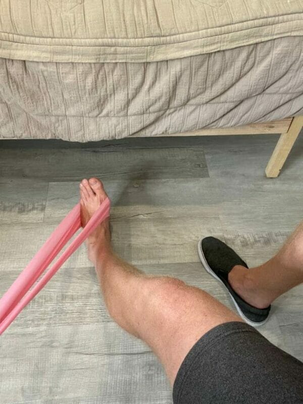 ankle inversion with a resistance band step 2